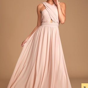 Lulus Divine inspiration blush halter dress
